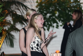 Elle Fanning in transparent dress