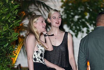 Elle Fanning in transparent dress