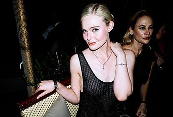 Elle Fanning in transparent dress