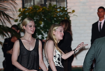 Elle Fanning in transparent dress